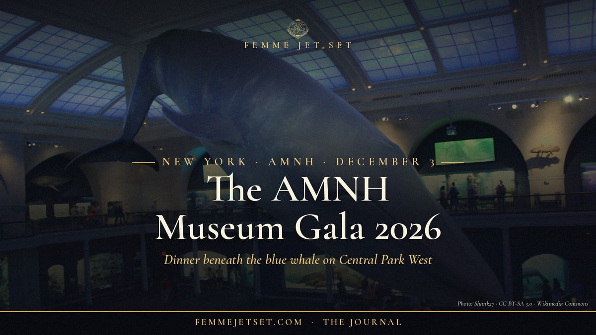 The blue whale model suspended over the Milstein Hall of Ocean Life at the American Museum of Natural History in New York, AMNH Gala 2026 cover