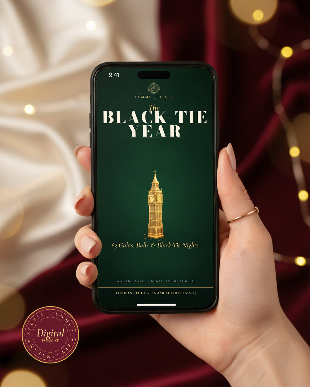 The Black-Tie Year · London — Calendar Edition 2026–27. 83 Galas, Balls & Black-Tie Nights in London – digital format on iPhone